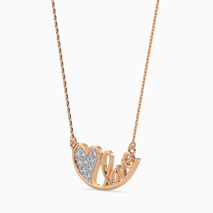 Heart & Love Script Necklace