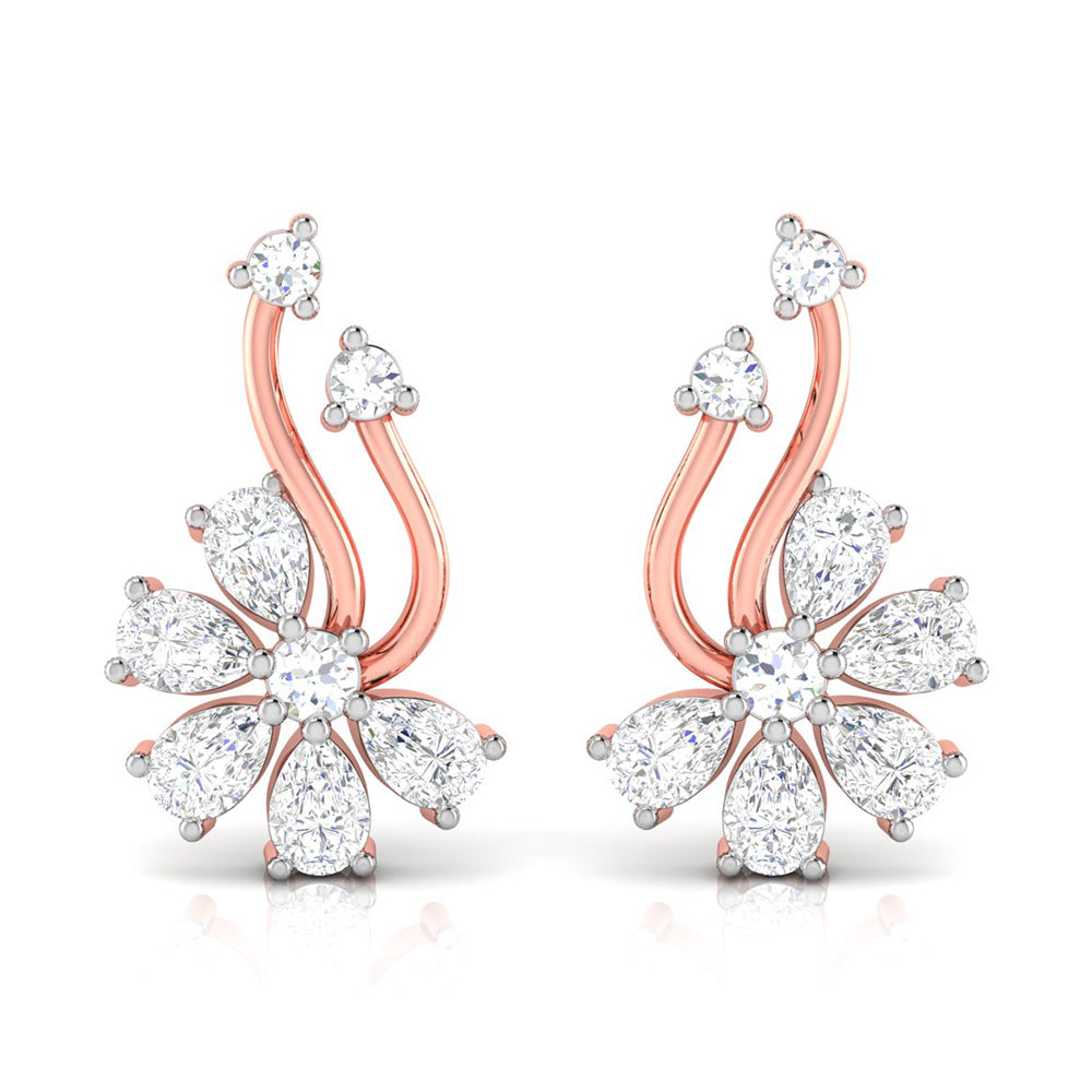 Floral Spray Diamond Earrings