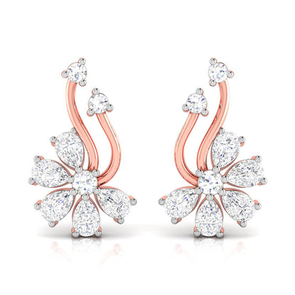 Floral Spray Diamond Earrings