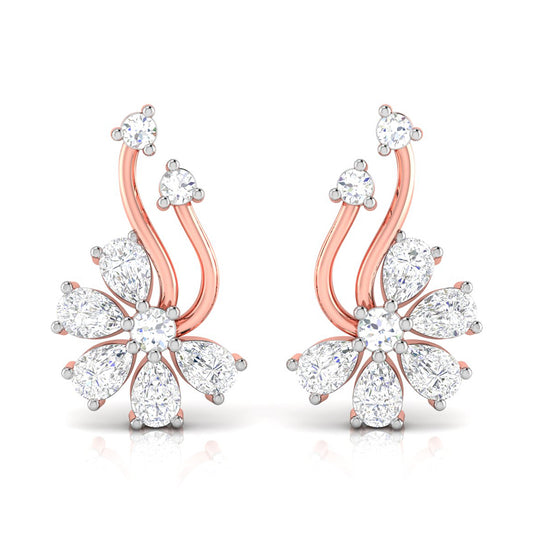 Floral Spray Diamond Earrings