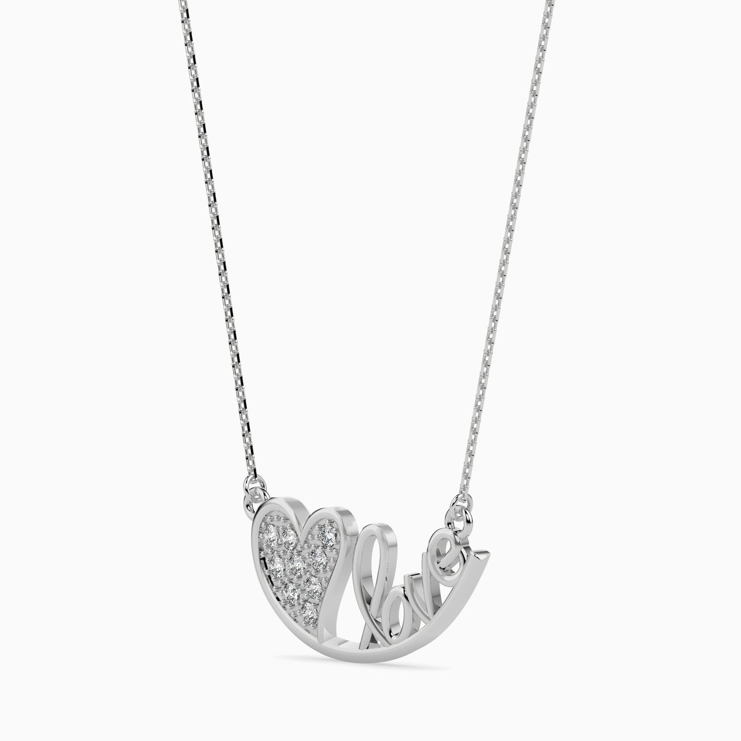 Heart & Love Script Necklace
