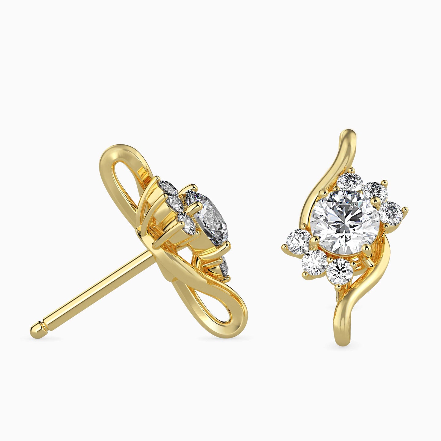 Floral Swirl Solitaire Earrings