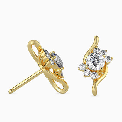 Floral Swirl Solitaire Earrings