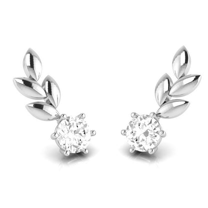 Olive Leaf Solitaire Earrings