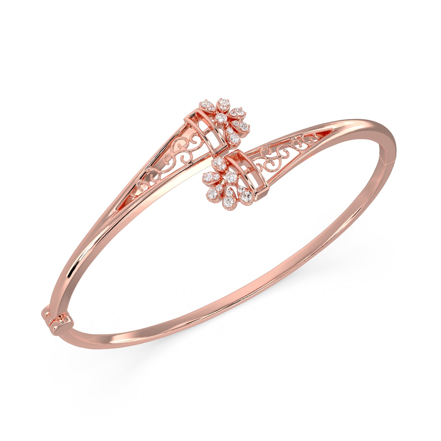 Filigree Bypass Diamond Bangle