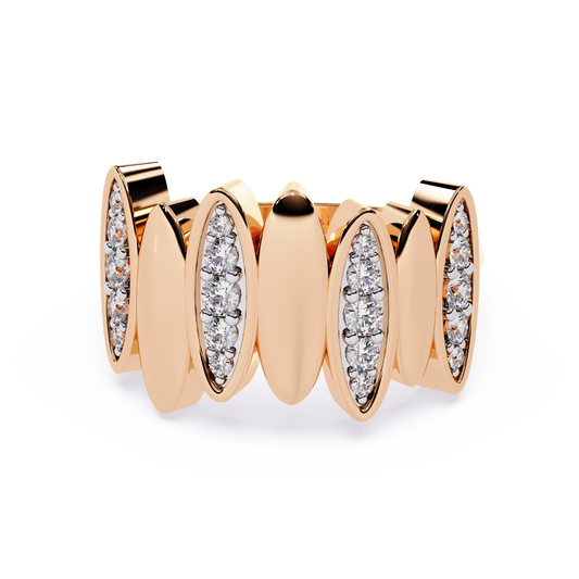 Fanned Bar Diamond Ring