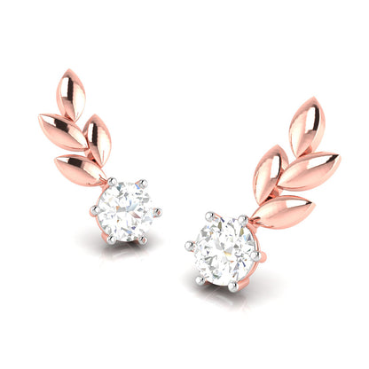 Olive Leaf Solitaire Earrings - Origine Diamonds lab-grown diamond jewellery