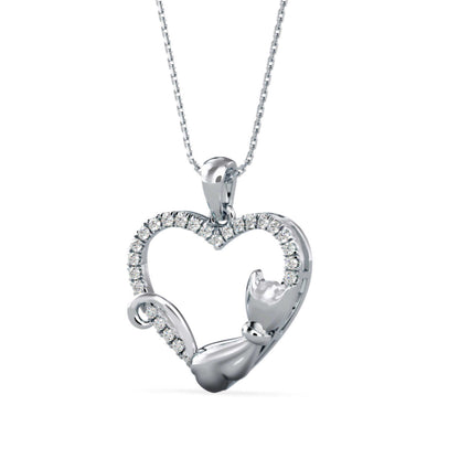 Kitten Heart Diamond Pendant