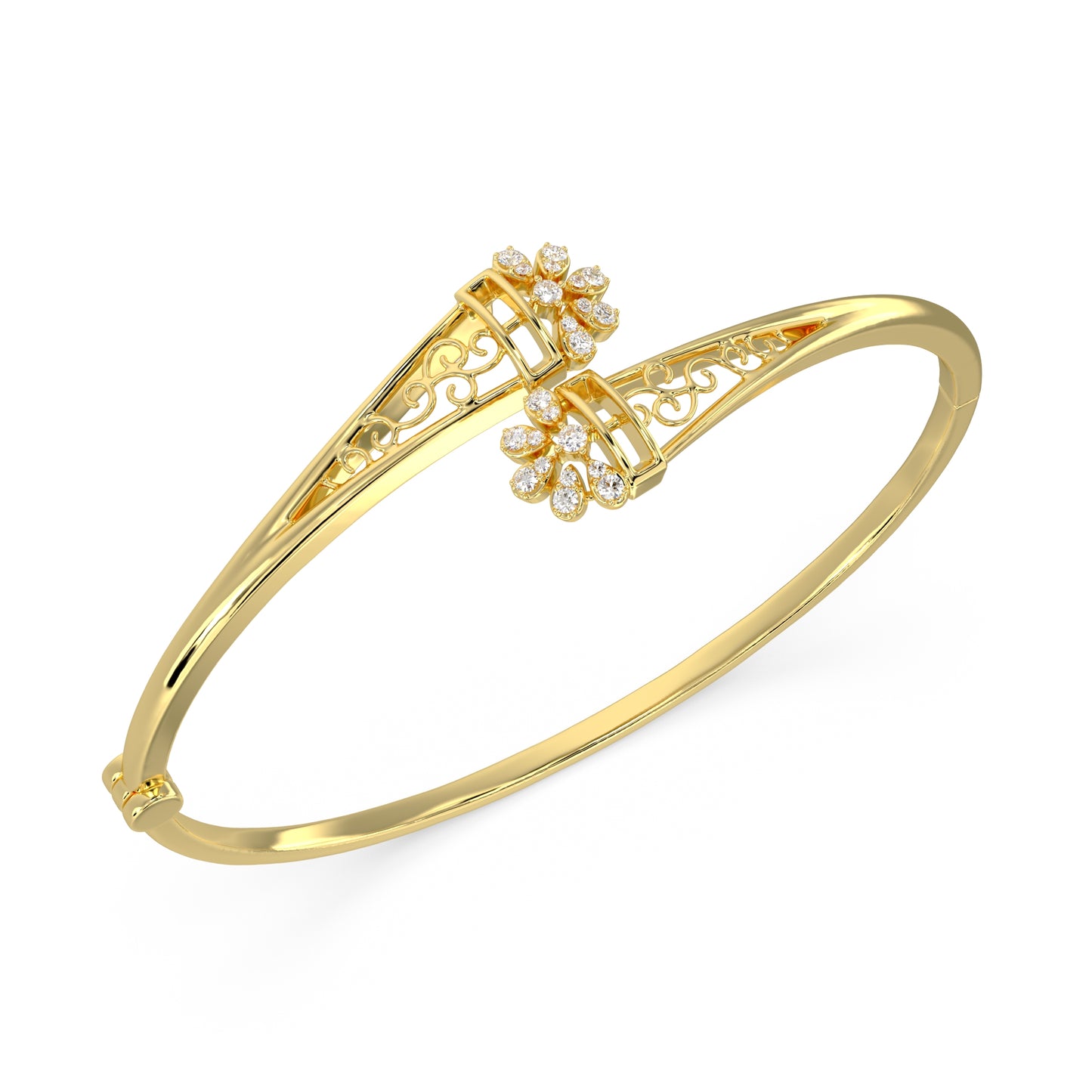 Filigree Bypass Diamond Bangle