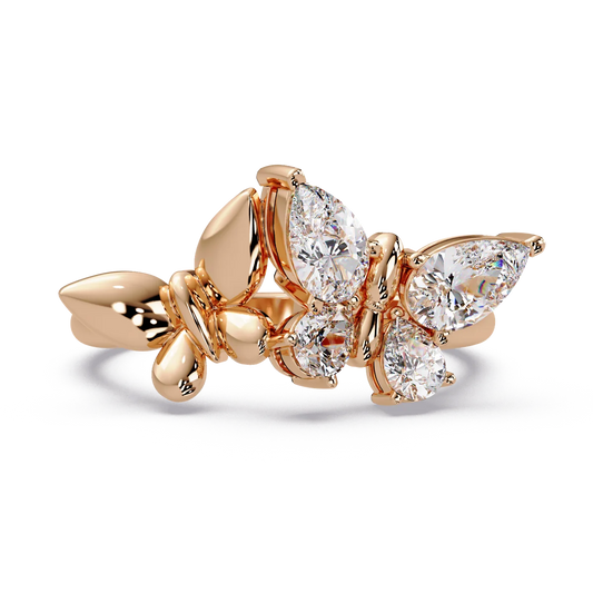 Butterfly Pear Diamond Ring - Origine Diamonds lab-grown diamond jewellery