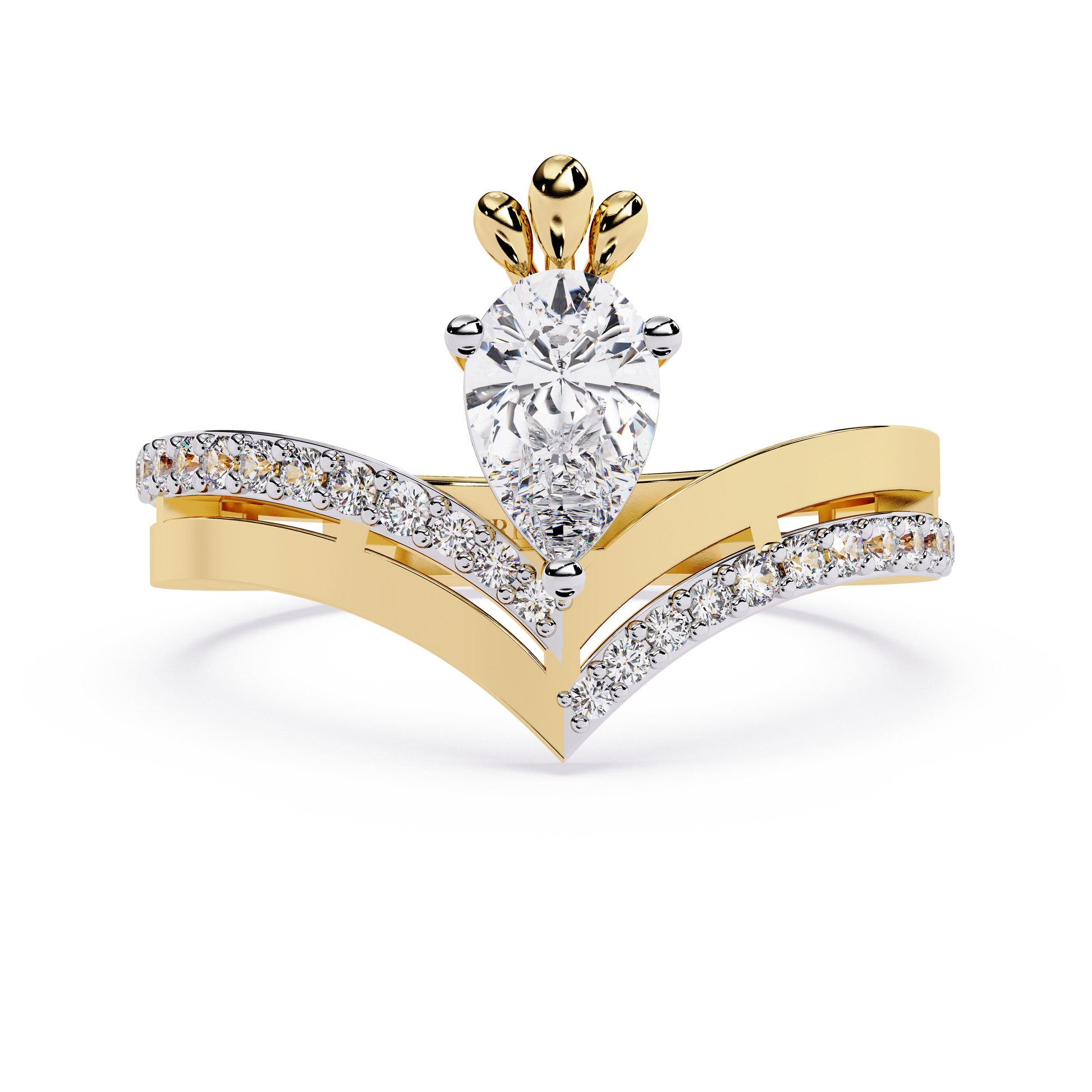Chevron Pear Tiara Ring - Origine Diamonds lab-grown diamond jewellery