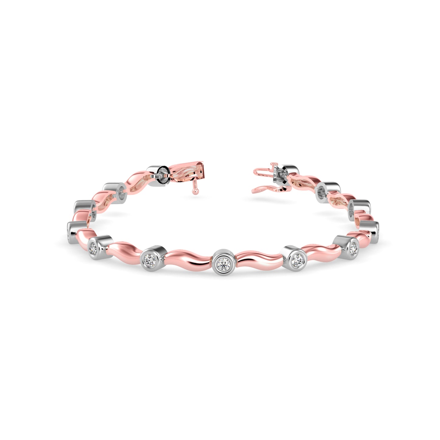 Wave Bezel Diamond Bracelet