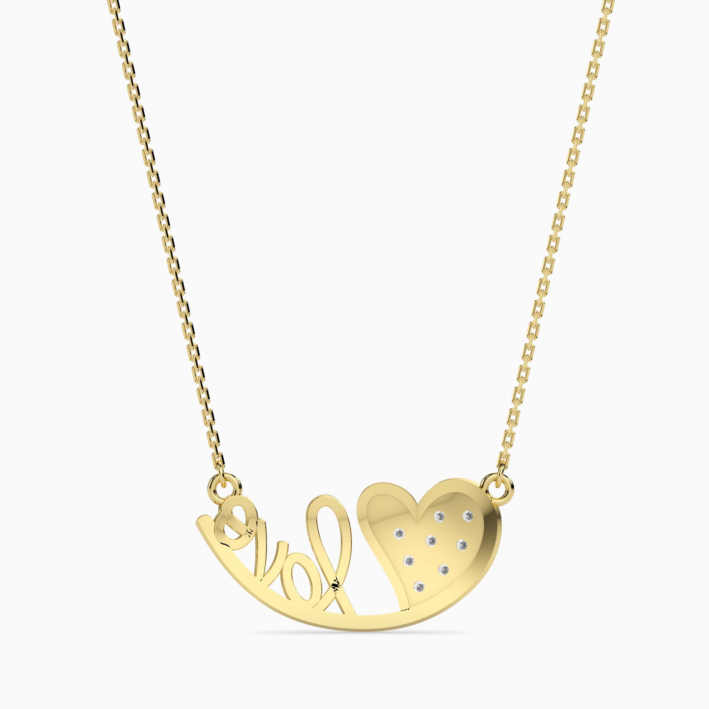 Heart & Love Script Necklace