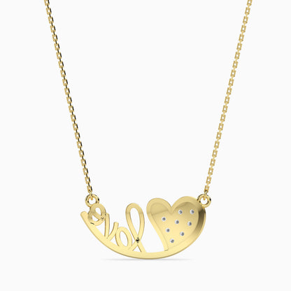 Heart & Love Script Necklace