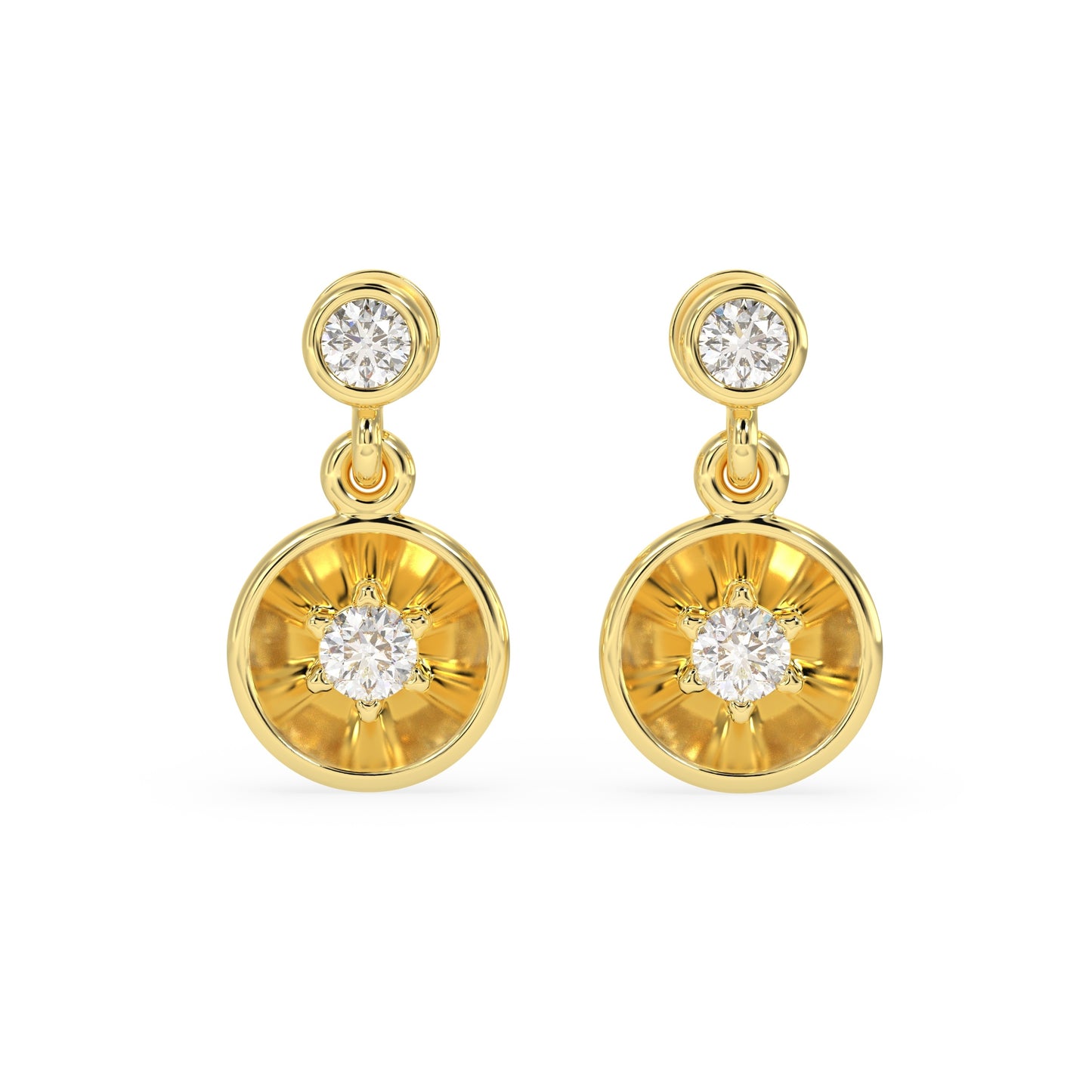 Bezel Disc Drop Earrings - Origine Diamonds lab-grown diamond jewellery