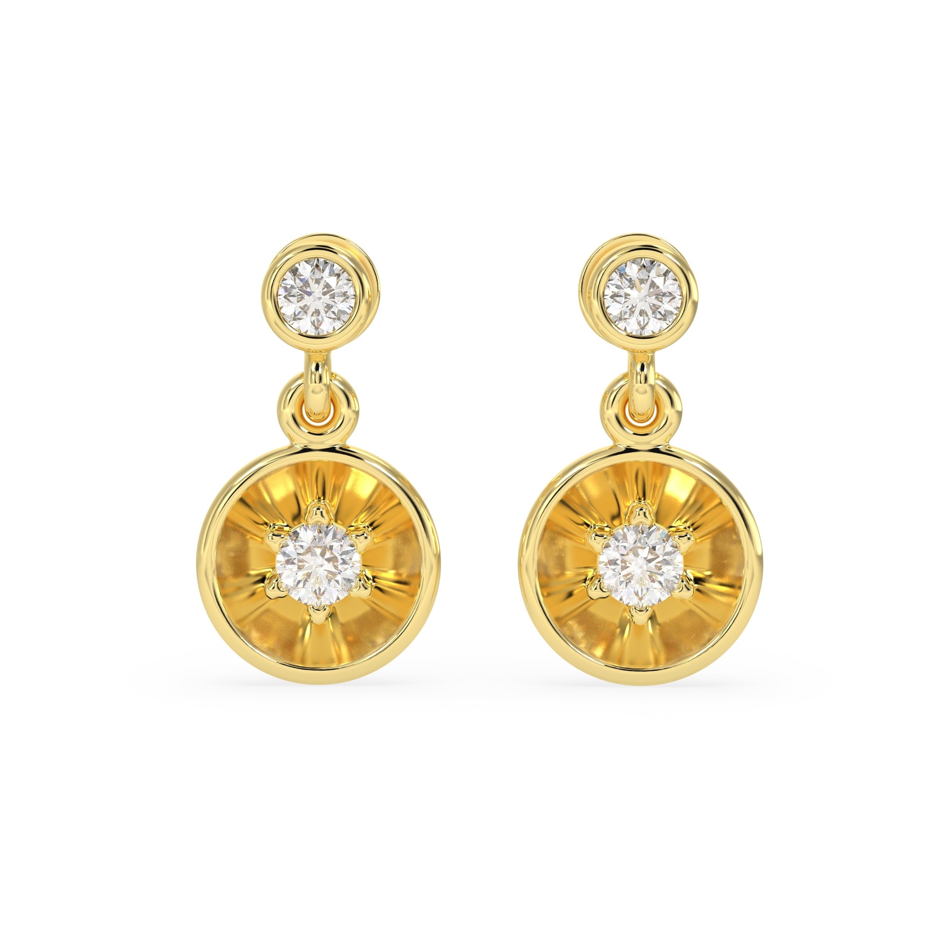 Bezel Disc Drop Earrings - Origine Diamonds lab-grown diamond jewellery