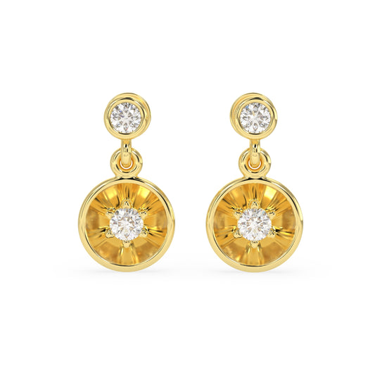 Bezel Disc Drop Earrings - Origine Diamonds lab-grown diamond jewellery