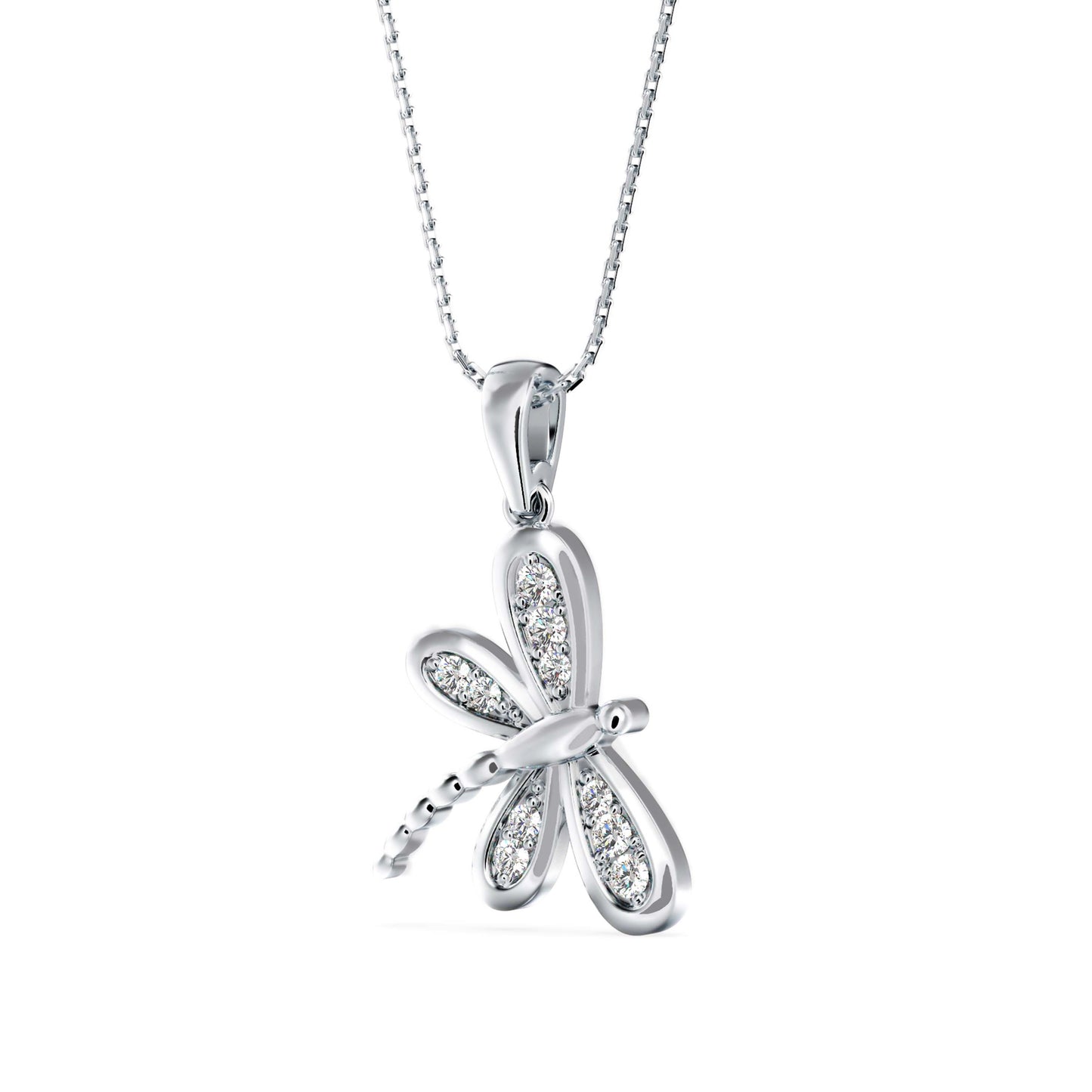 Rose Dragonfly Diamond Pendant