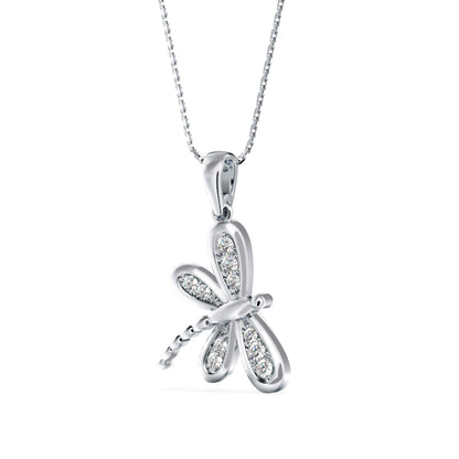 Rose Dragonfly Diamond Pendant