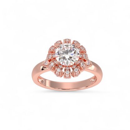 Sunburst Halo Diamond Ring