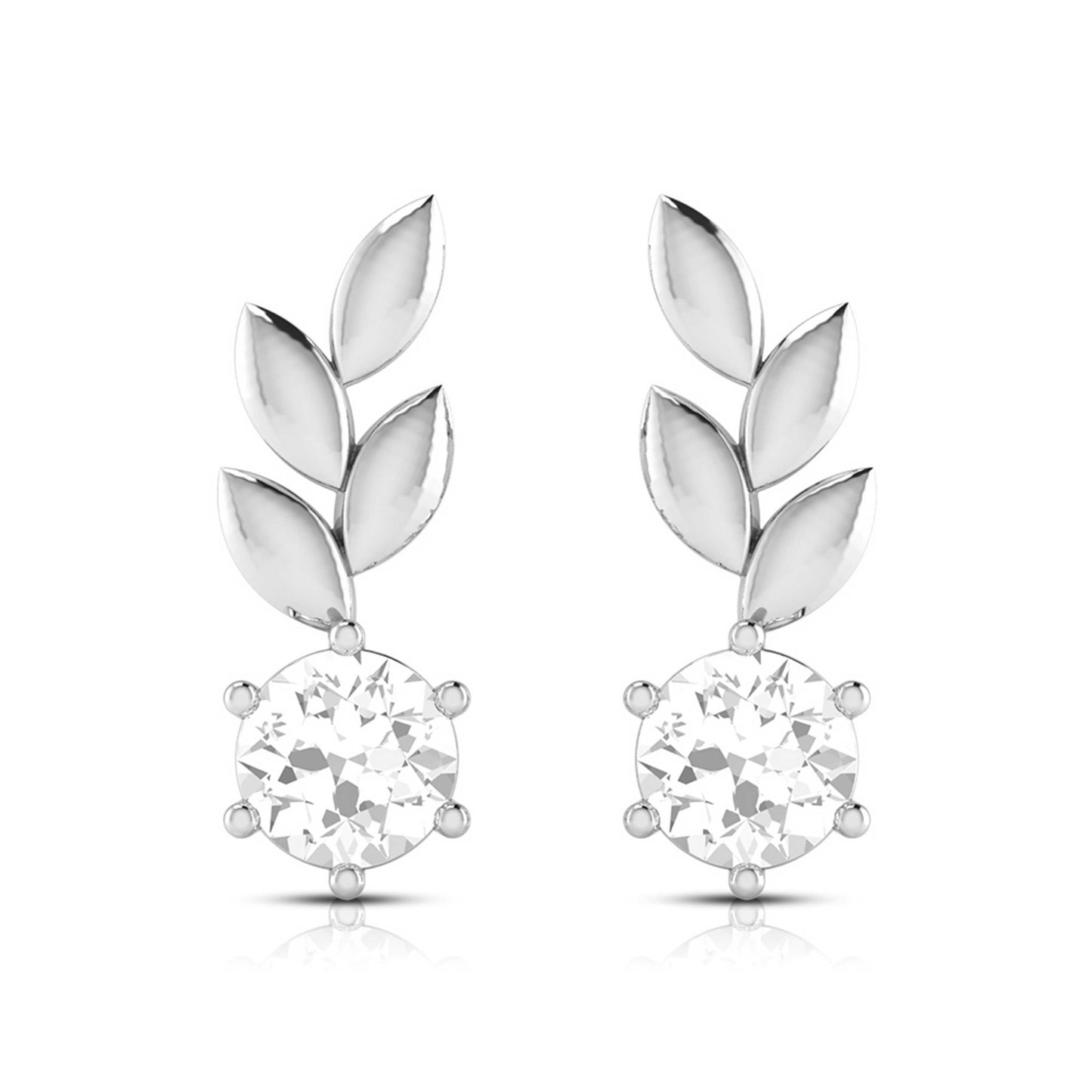 Olive Leaf Solitaire Earrings