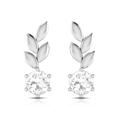 Olive Leaf Solitaire Earrings