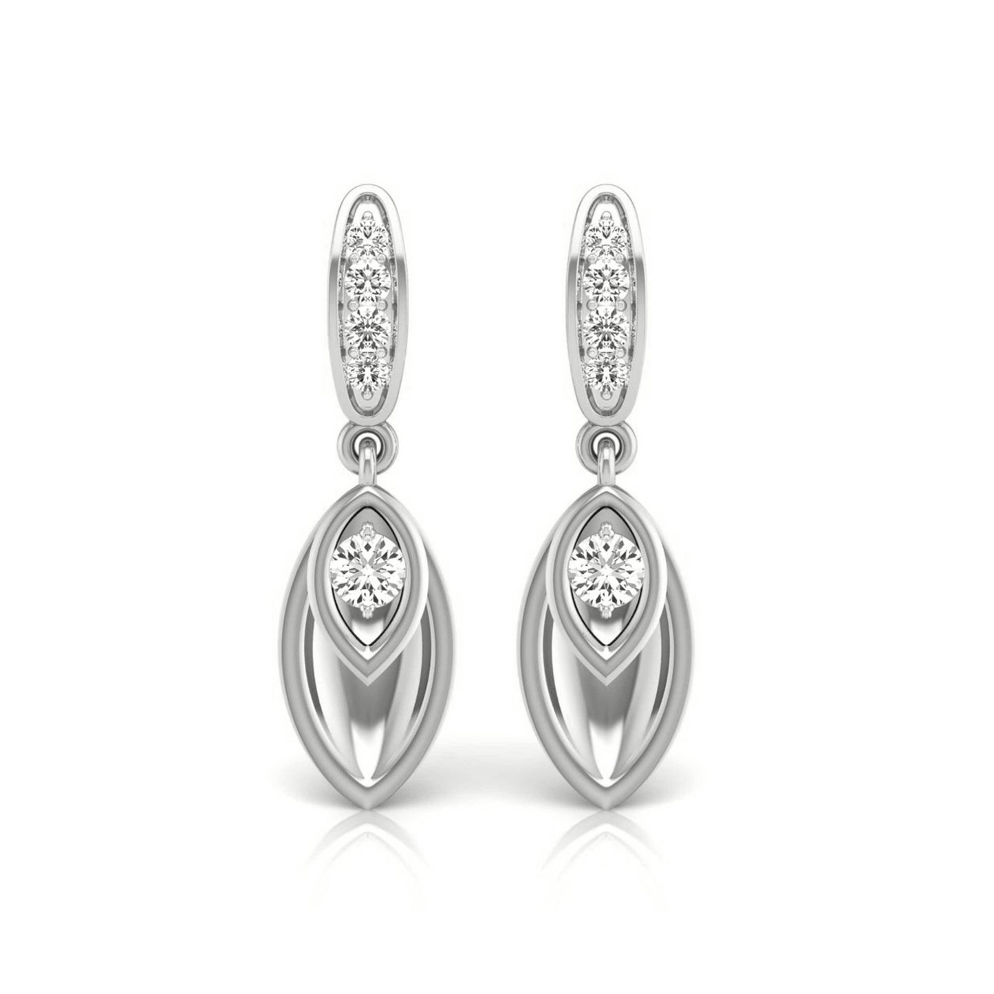 Marquise Fluted Drop Earrings
