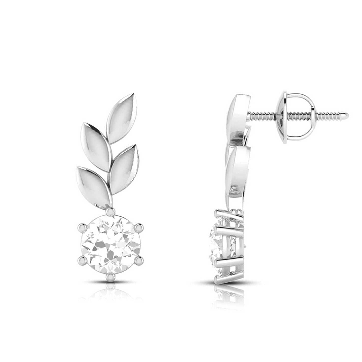 Olive Leaf Solitaire Earrings