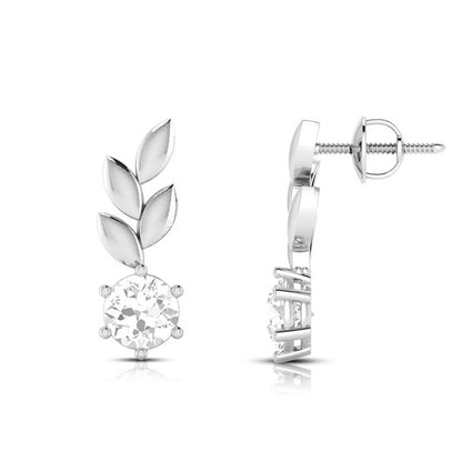 Olive Leaf Solitaire Earrings