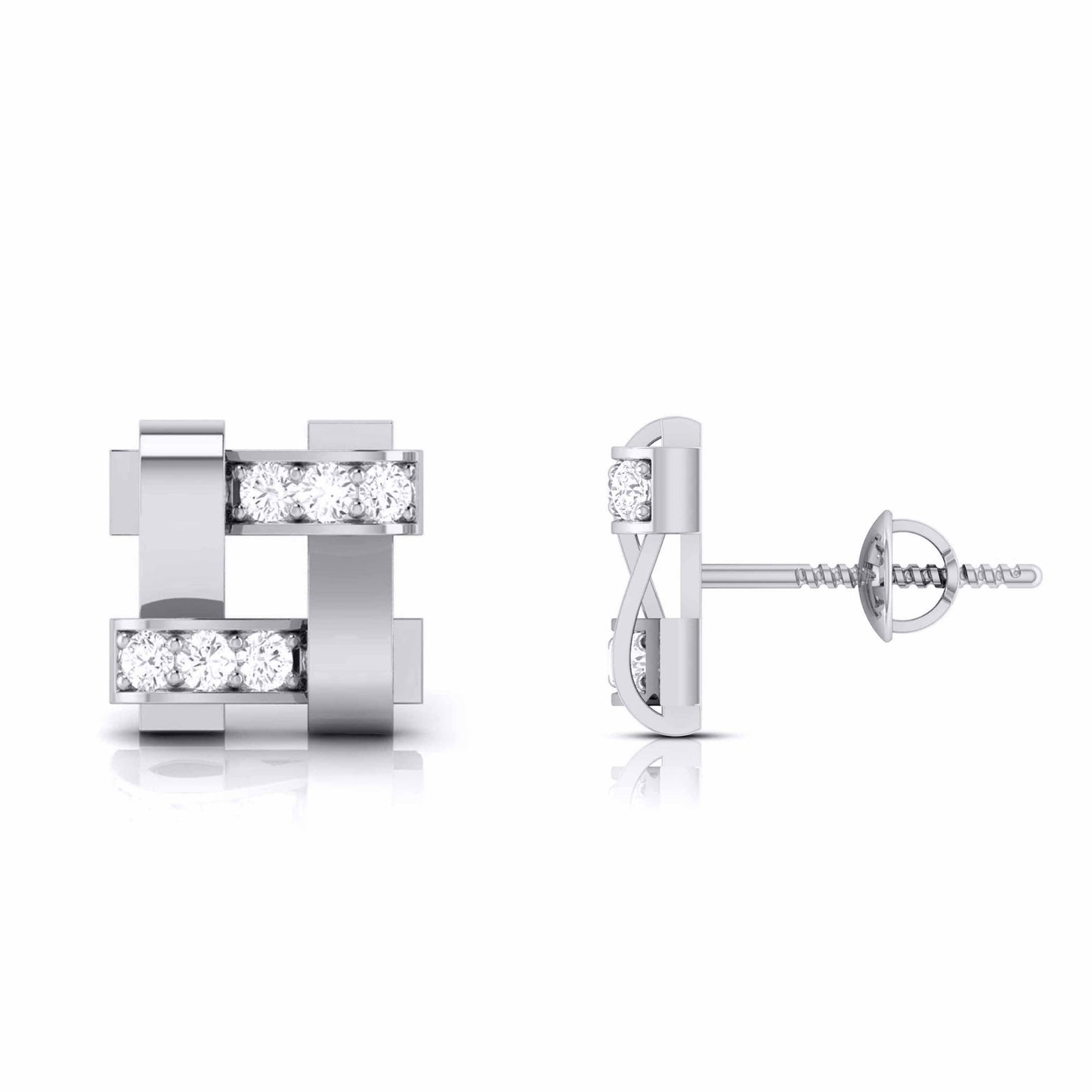 Geometric Link Diamond Earrings