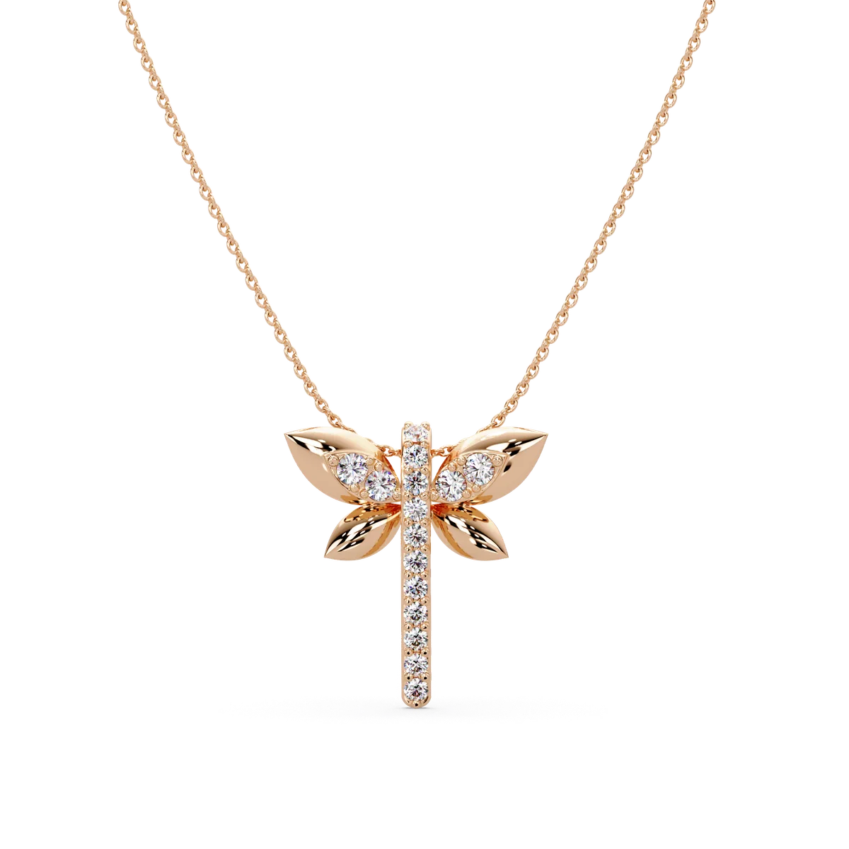 Pave Dragonfly Diamond Chain Pendant - Origine Diamonds lab-grown diamond jewellery