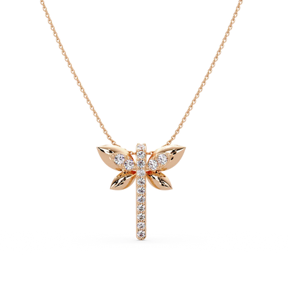 Pave Dragonfly Diamond Chain Pendant - Origine Diamonds lab-grown diamond jewellery