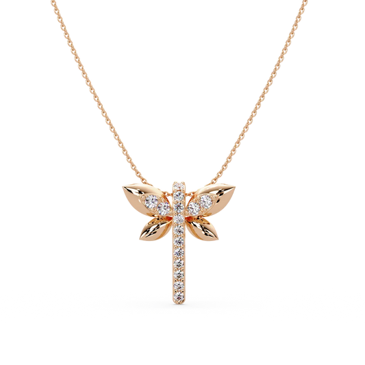 Pave Dragonfly Diamond Chain Pendant - Origine Diamonds lab-grown diamond jewellery
