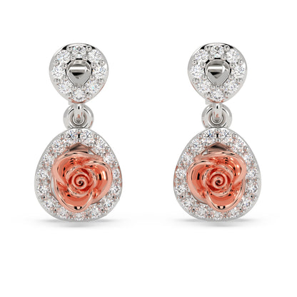 Rose Halo Drop Earrings