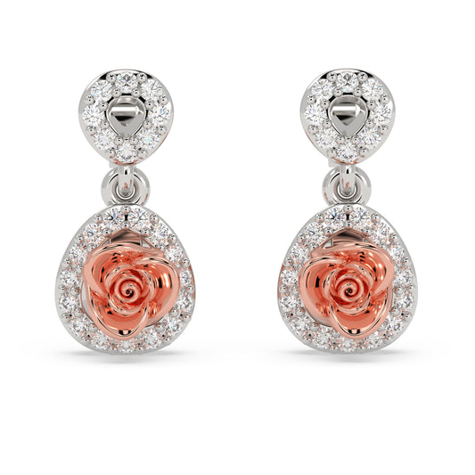 Rose Halo Drop Earrings