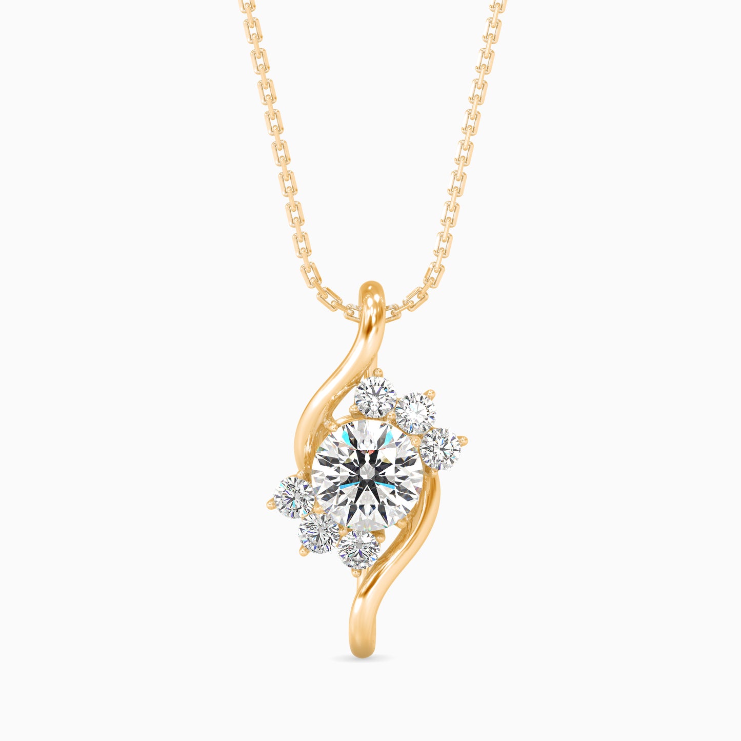 Swirl Accent Solitaire Pendant