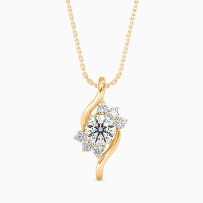 Swirl Accent Solitaire Pendant