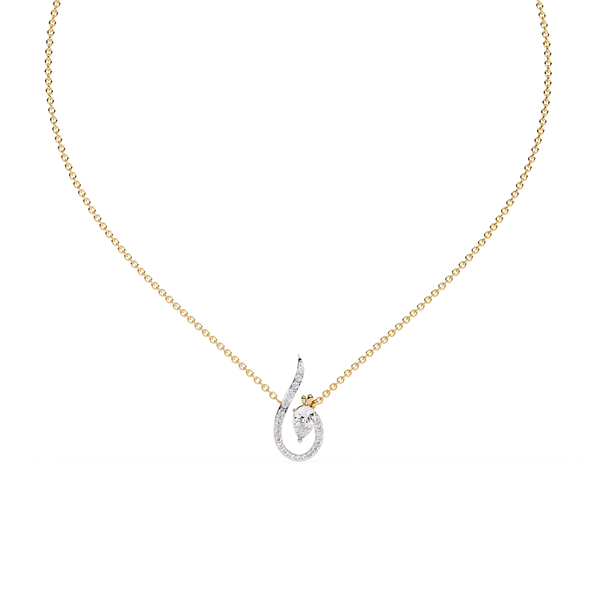 Swirl Charm Diamond Necklace - Origine Diamonds lab-grown diamond jewellery