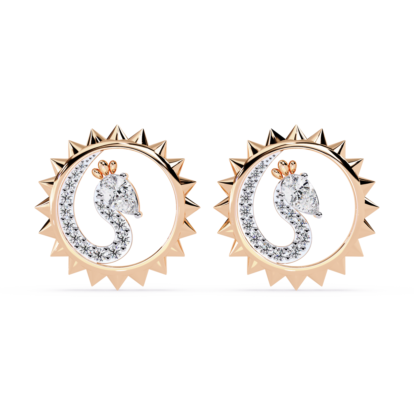 Sunburst Peacock Studs
