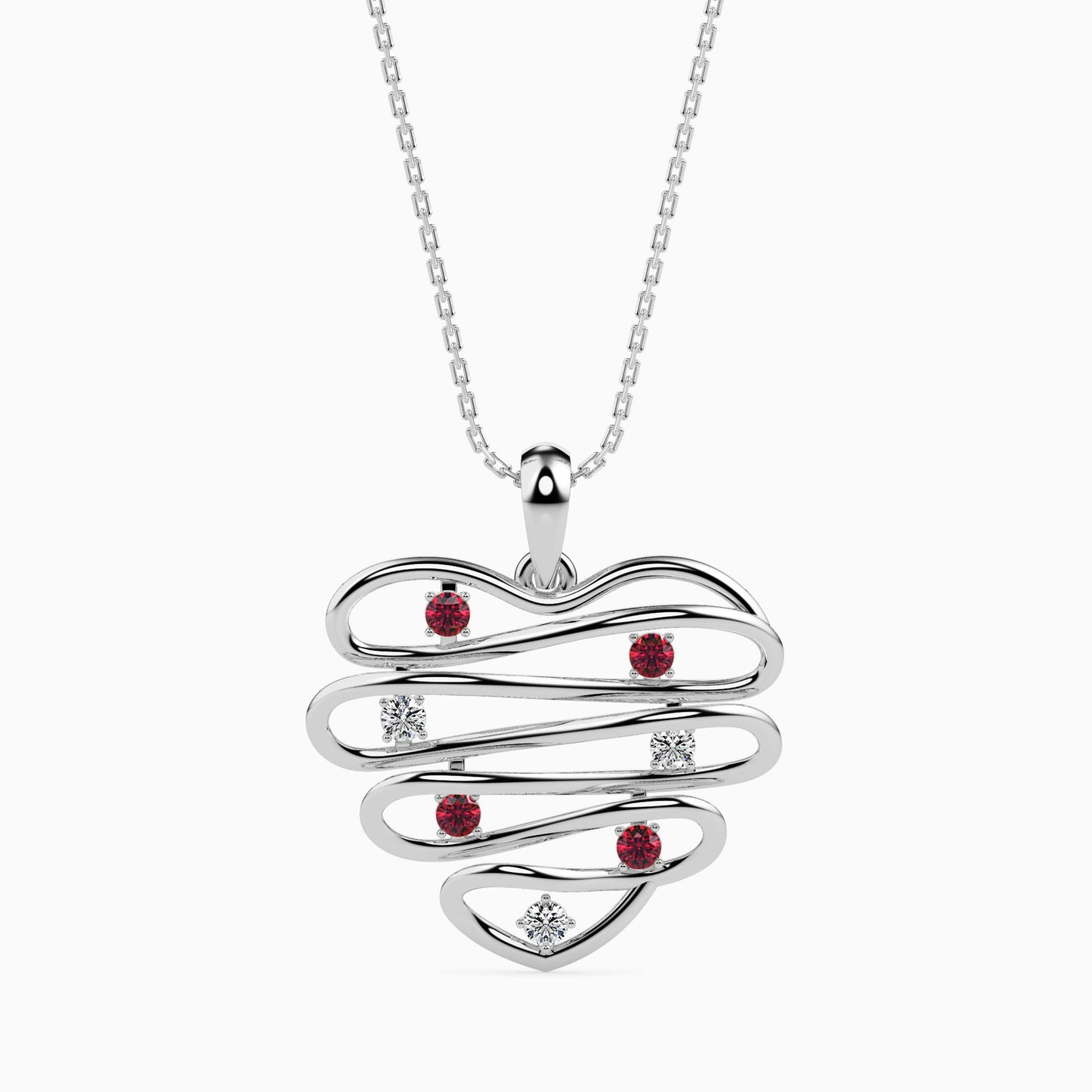 Wired Heart Ruby Pendant