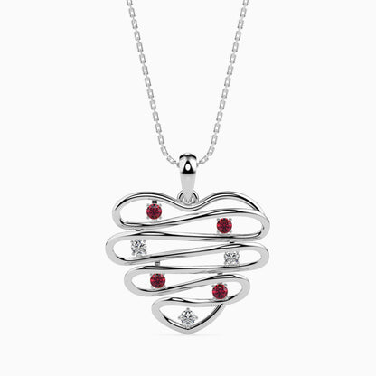 Wired Heart Ruby Pendant