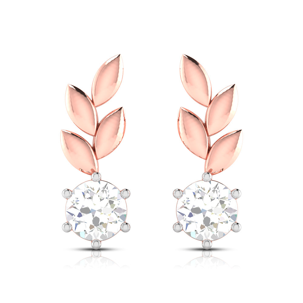 Olive Leaf Solitaire Earrings