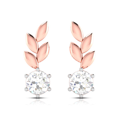 Olive Leaf Solitaire Earrings