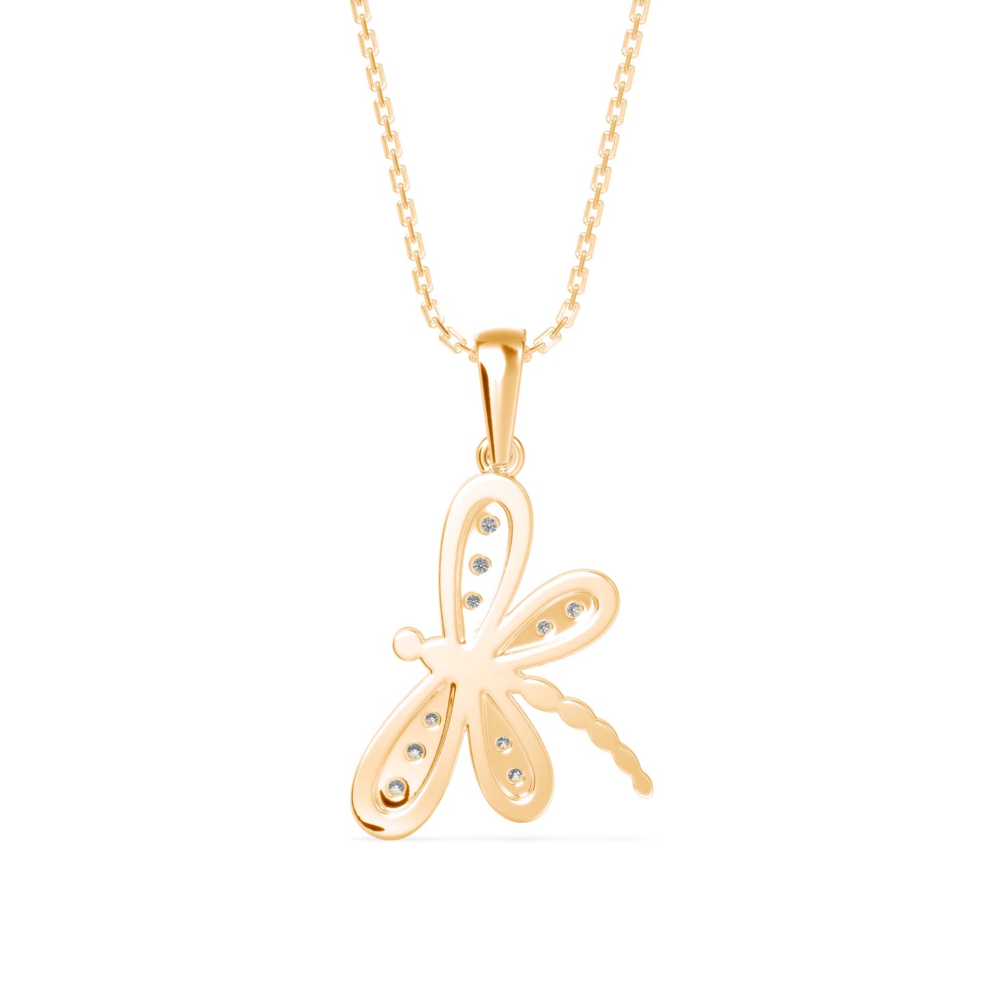 Rose Dragonfly Diamond Pendant