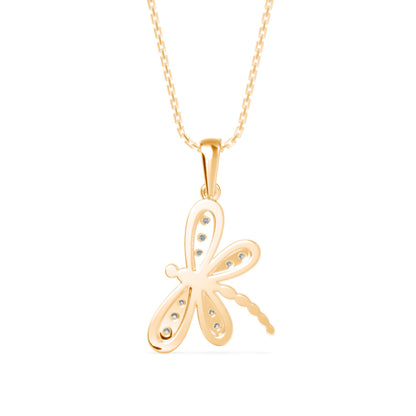 Rose Dragonfly Diamond Pendant