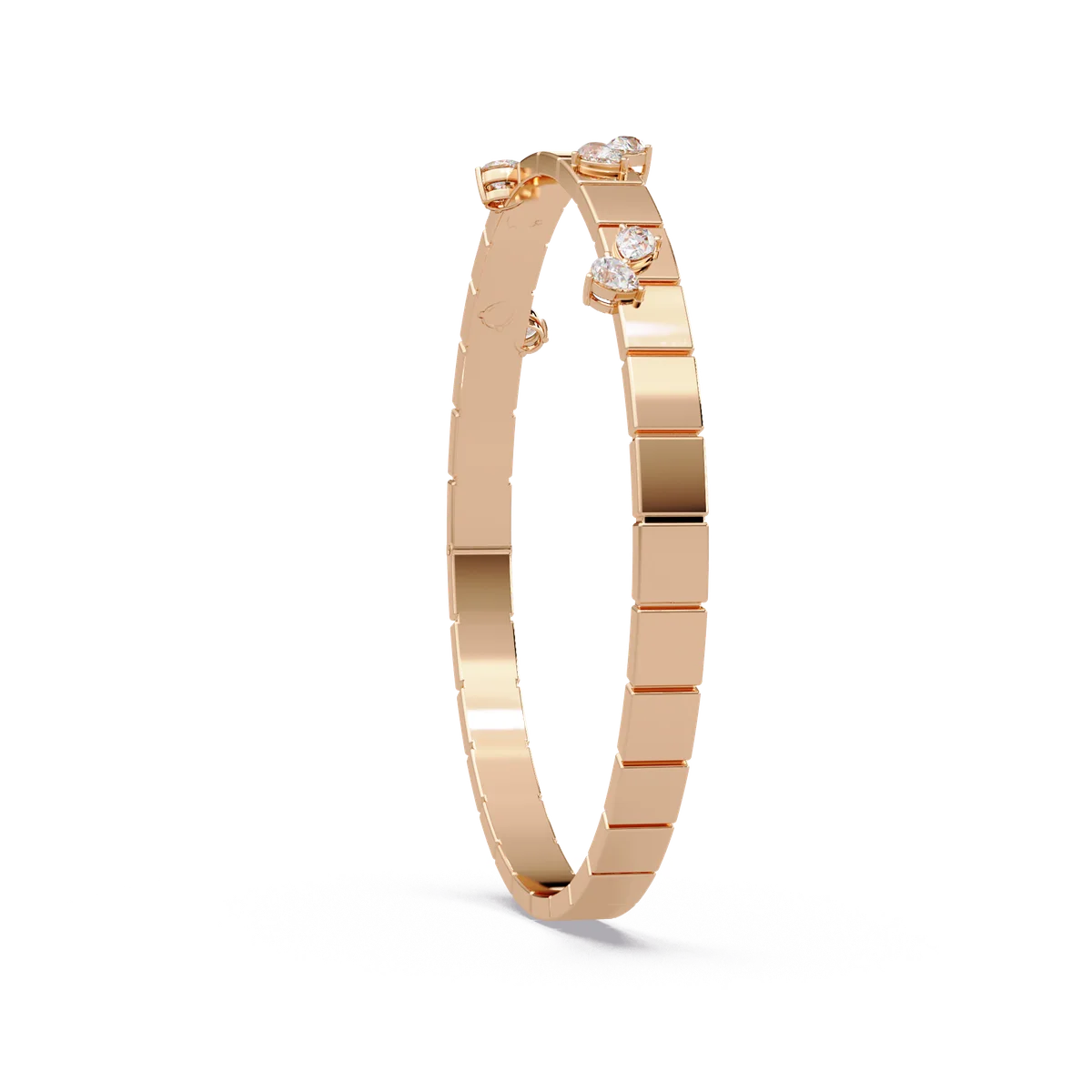 Ribbed Diamond Station Bangle