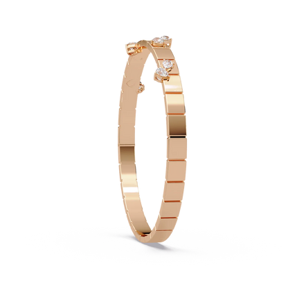 Ribbed Diamond Station Bangle
