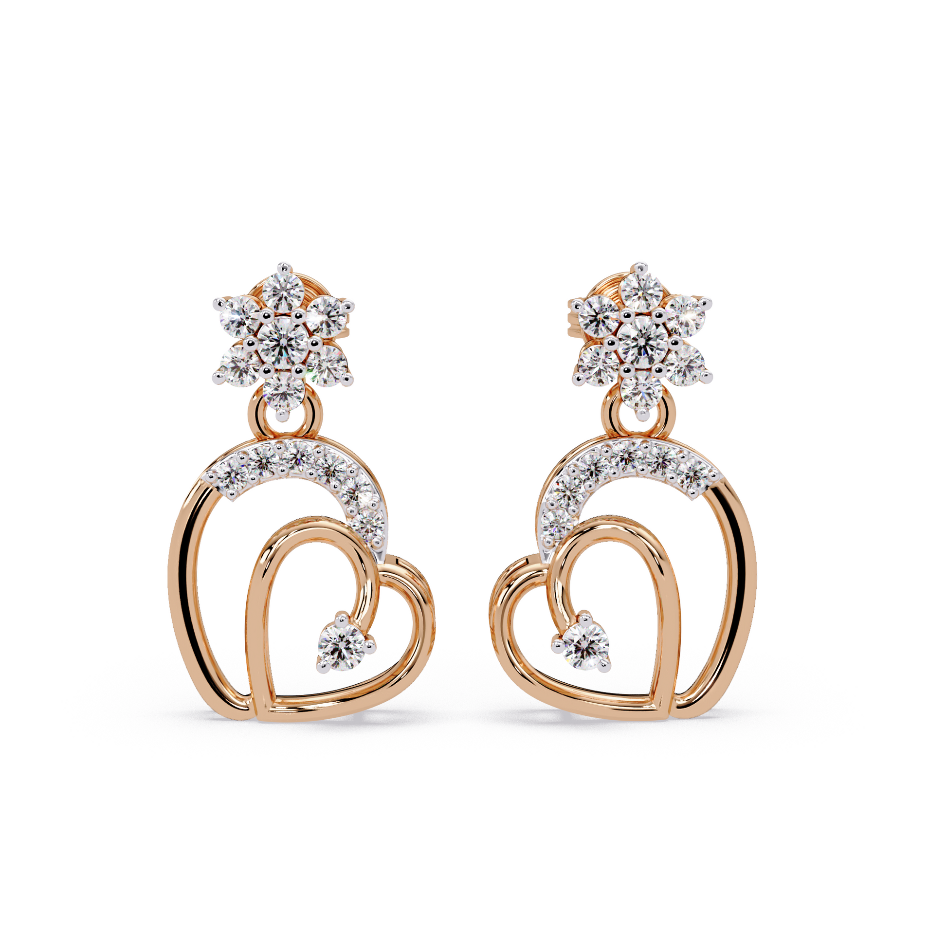 Star Heart Drop Earrings - Origine Diamonds lab-grown diamond jewellery