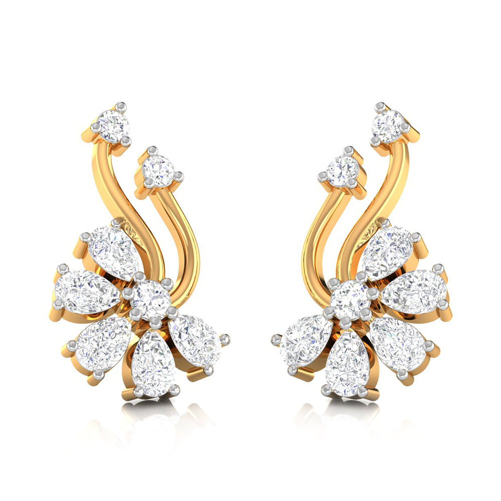 Floral Spray Diamond Earrings