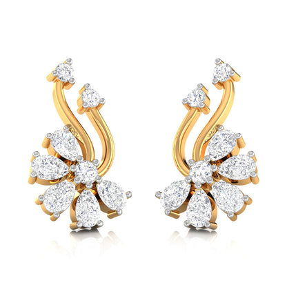 Floral Spray Diamond Earrings